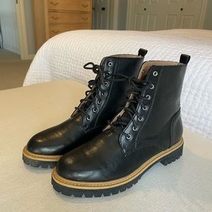 Women's Black Black Lace Up Mid Calf Combat Biker Boots Sz 7